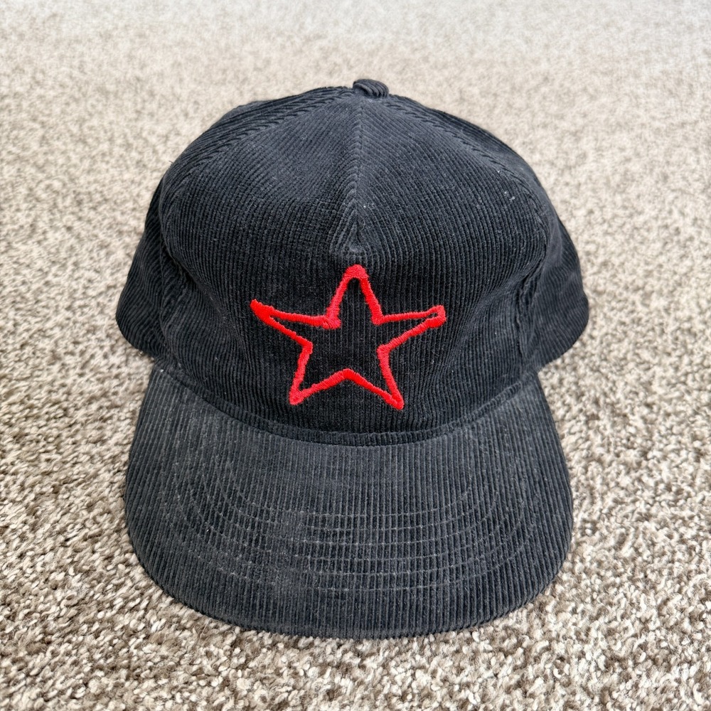 VTG 1992 U2 Red Star Embroidery Zoo TV Band Tour Corduroy Hat OS Black Rock RARE